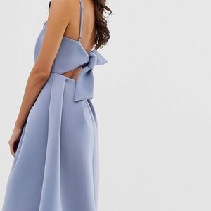 ASOS Blue Bow-Back Midi Dress Size 4